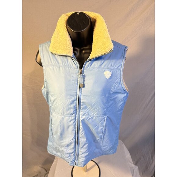 American Eagle Outfitters Jackets & Blazers - American Eagle Y2K Fleece Lines Sporty Vest Baby Blue Womens Size Medium M Zip